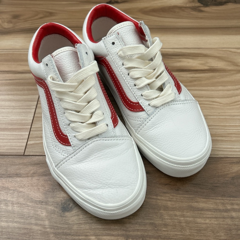 Vans Old Skool Red and White Leather Sneakers